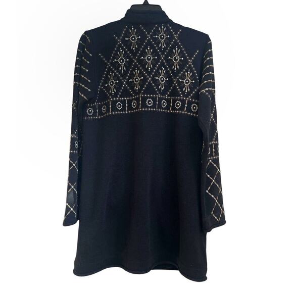Johnny Was BIYA NWT Midi Embroidered Jacket Coatigan Cardigan Black Pearl Sz S - Picture 2 of 7